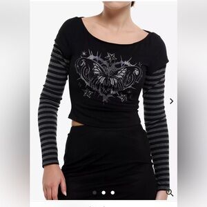 Social Collision Butterfly Stripes Twofer